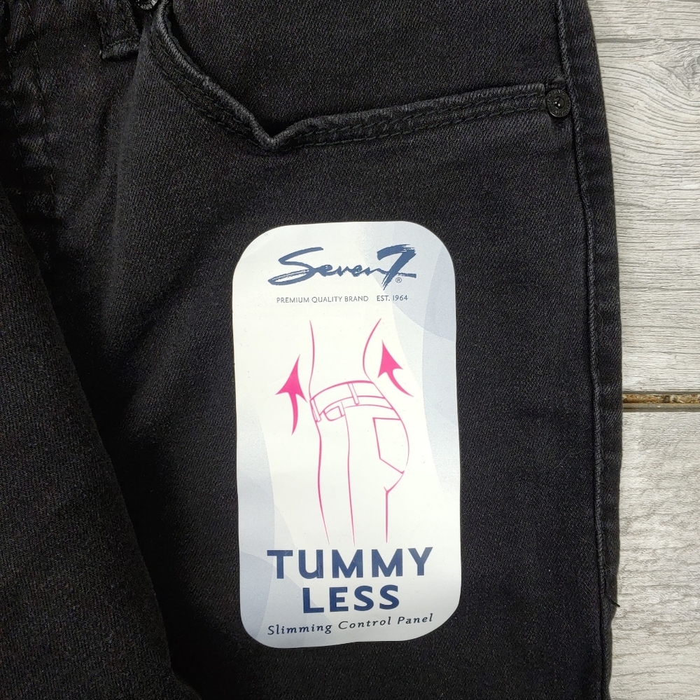 NWT Seven7 Womens Black Tummyless Black Distressed Ripped Knee Skinny Jeans - Picture 7 of 9